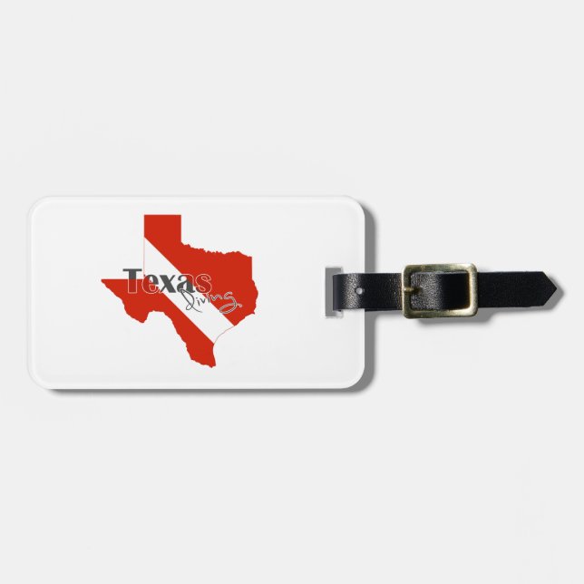 Flagga för Texas Silhouettedykning med text Bagagebricka (Horisontell Framsida)