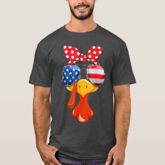 Flagga för Thanksgiving av turkiska kvinnor T Shirt