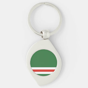 Flagga för Tjetjenien-Ichkerien Swirl Silverfärgad Nyckelring
