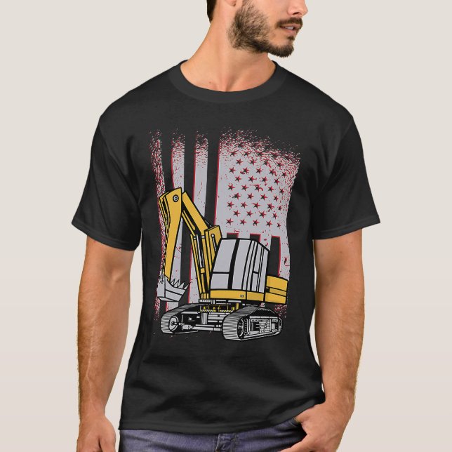 Flagga för tunga utrustningsgrävare t shirt (Framsida)