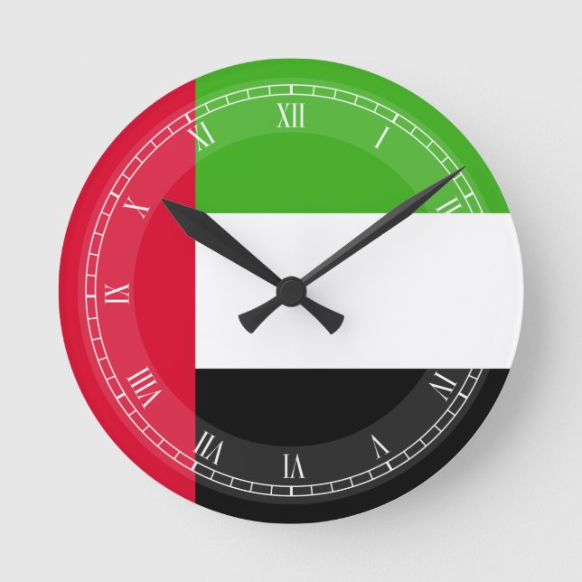 Flagga för UAE United Arab Emirates Rund Klocka (Framsida)
