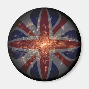 Flagga för UK Fisheye över London på natten Magnet