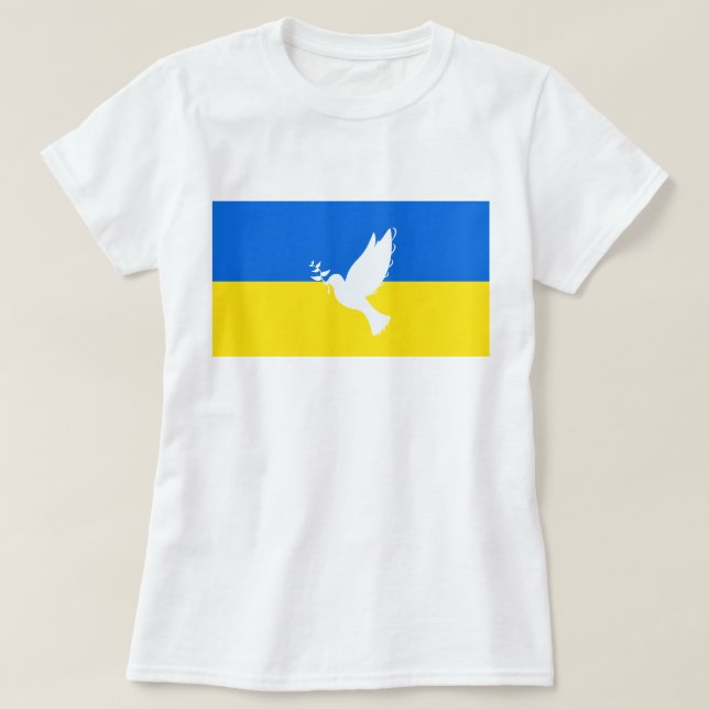 Flagga för Ukrainas stöd T-Shirt Peace Dove Freedo (Design framsida)