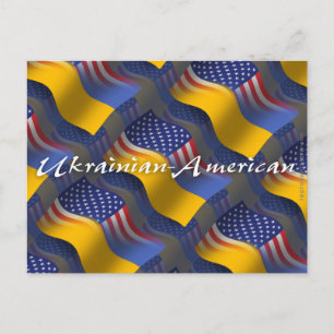 Flagga för ukrainsk-amerikansk våning vykort