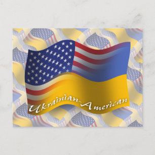 Flagga för ukrainsk-amerikansk våning vykort