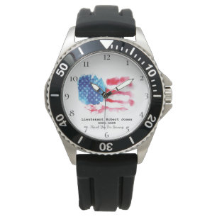 Flagga för US för militär veteran för *~* röt Armbandsur