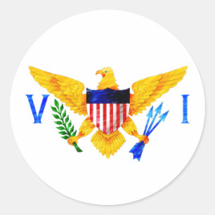 FLAGGA FÖR US VIRGIN ISLANDS RUNT KLISTERMÄRKE