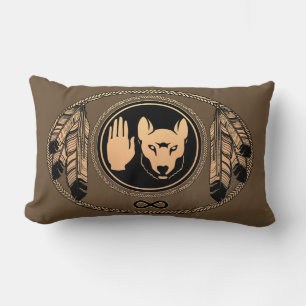 Flagga för varg Pillow Native Art Varg Pillows Lumbarkudde