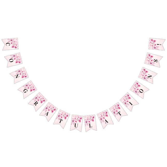 Flagga för vattenfärgning Rosa Flowers Bunting (Alla)