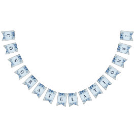 Flagga för vattenfärgsbuntning Blåa blommor Buntin