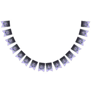 Flagga för vattenfärgsbuntning Lila blommor Buntin