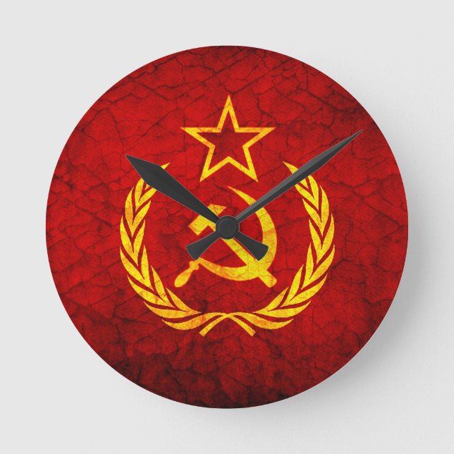 Flagga för vintage CCCP Rund Klocka (Framsida)
