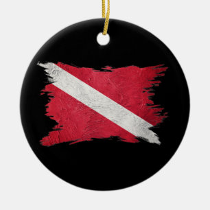 Flagga för vintage, penseldrag, flagga nedåt julgransprydnad keramik