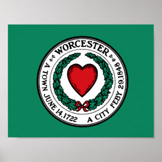 Flagga för Worcester, Massachusetts Poster