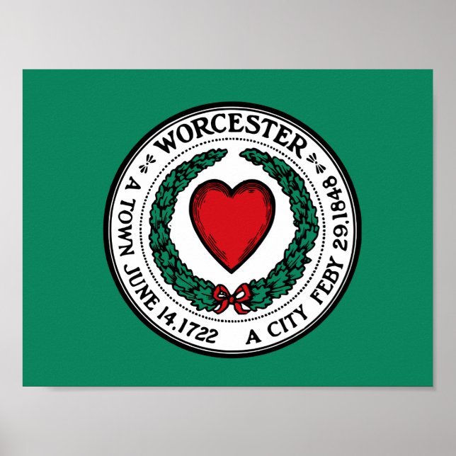 Flagga för Worcester, Massachusetts Poster (Framsidan)
