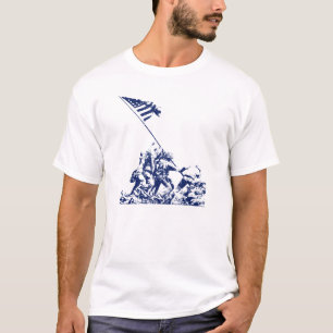 Flagga för WWII som Iwo Jima lyfter, blått Tröja