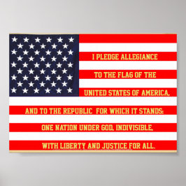 FLAGGA FÖRENADE STATER MED PLEDGE ORD POSTER