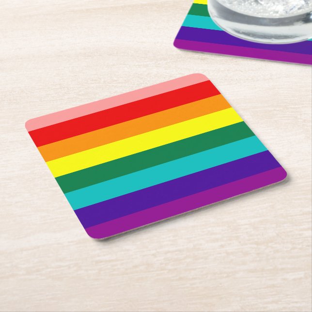 Flagga Första regnbågsprogrammet Pride Underlägg Papper Kvadrat (Vinklad)