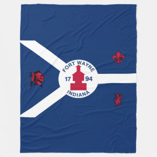 Flagga Fort Wayne, Indiana Flanellfilt Fleecefilt