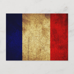 Flagga Frankrike Grunge Vykort