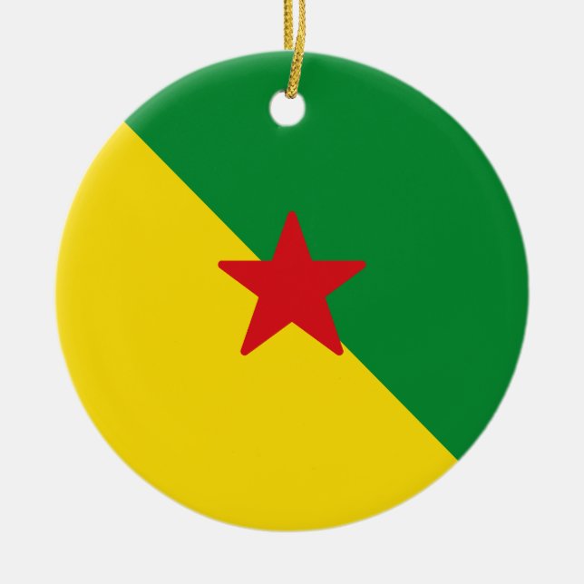 Flagga Fransk Guyana Julgransprydnad Keramik (Framsidan)
