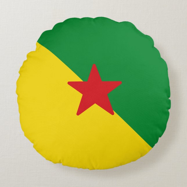 Flagga Fransk Guyana Rund Kudde (Framsidan)