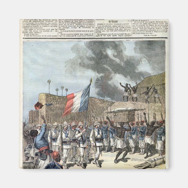 Flagga Fransk i Abomey Magnet (Framsidan)