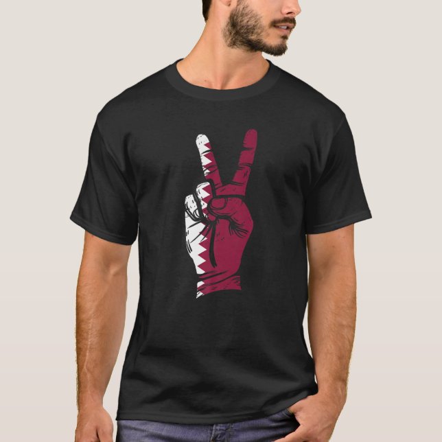 Flagga fredstecken Qatar T Shirt (Framsida)