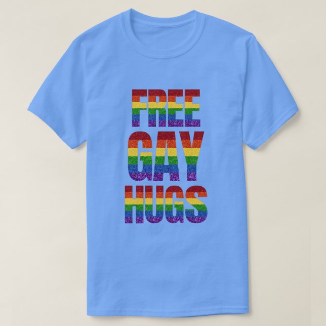 Flagga Free Gay Hugs Glitter T Shirt (Design framsida)