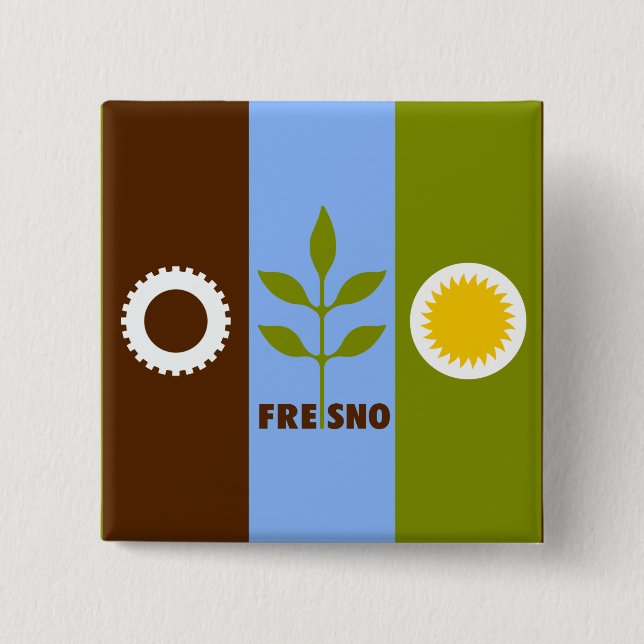 Flagga Fresno, Kalifornien Button Knapp (Framsida)