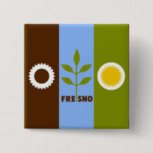 Flagga Fresno, Kalifornien Button Knapp