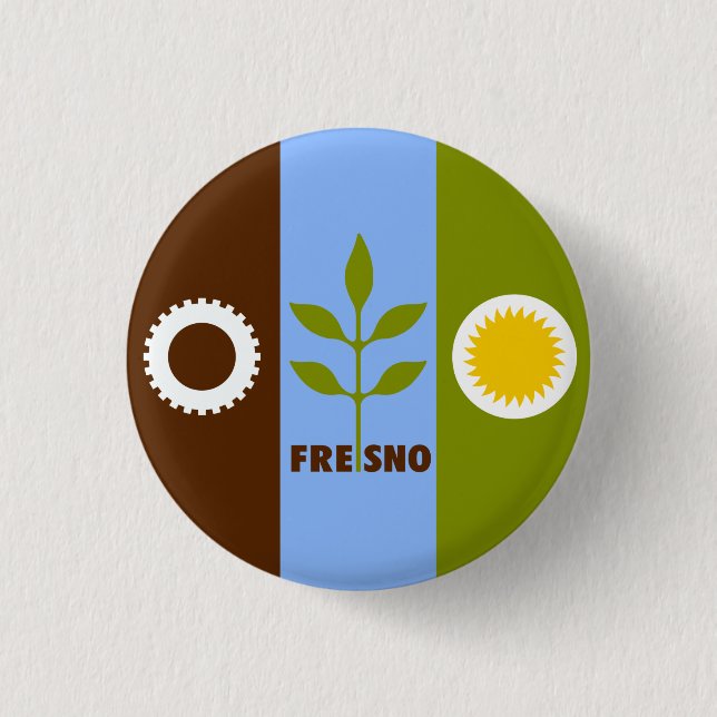 Flagga Fresno, Kalifornien Knapp (Framsida)