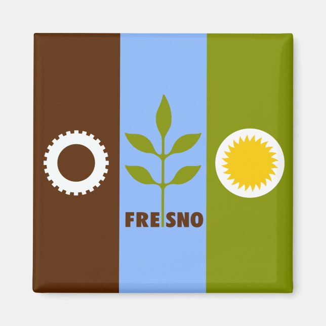 Flagga Fresno (Kalifornien) Magnet (Framsidan)