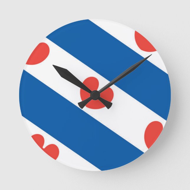 Flagga Friesland Rund Klocka (Framsida)