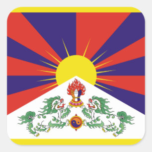 Flagga fritt Tibet Fyrkantigt Klistermärke