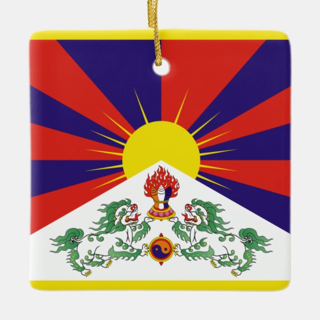 Flagga fritt Tibet Julgransprydnad Keramik (Framsida)