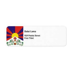 Flagga fritt Tibet Returadress Etikett