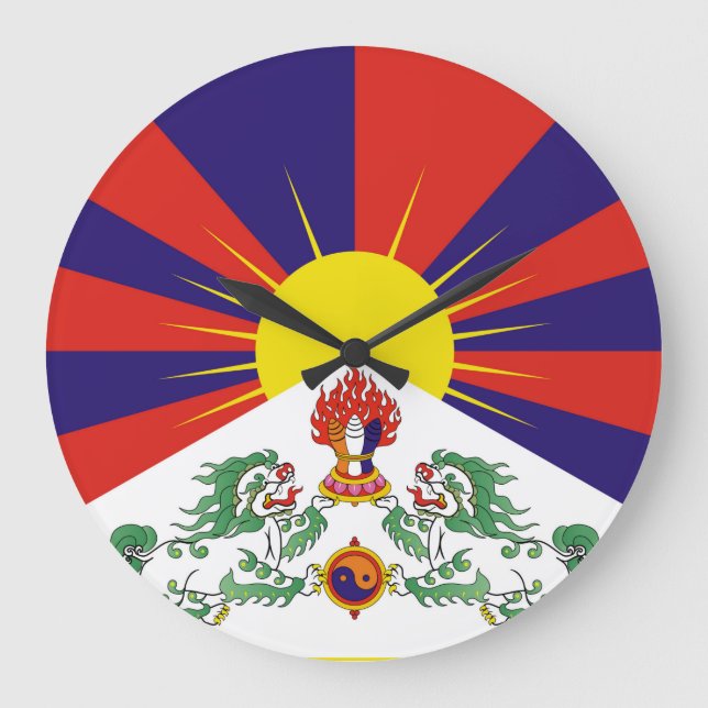 Flagga fritt Tibet Stor Klocka (Framsida)