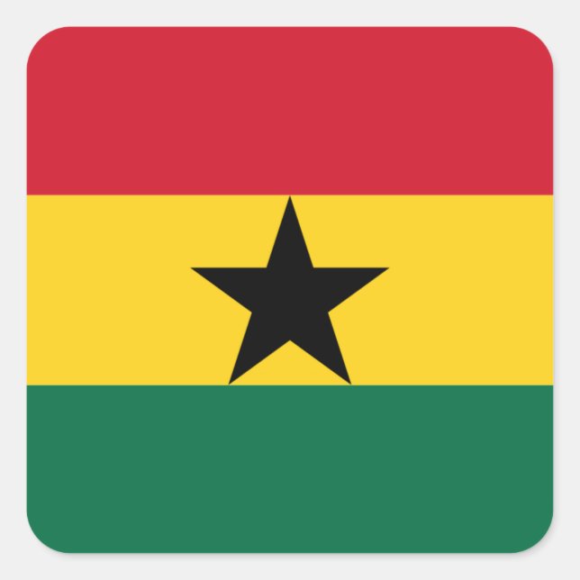 Flagga Ghana Fyrkantigt Klistermärke (Framsida)