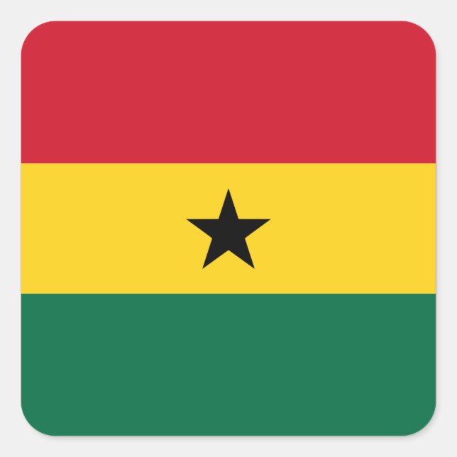 Flagga Ghana Fyrkantigt Klistermärke (Framsida)