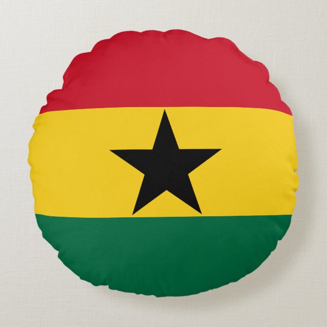 Flagga Ghana Rund Kudde (Framsidan)