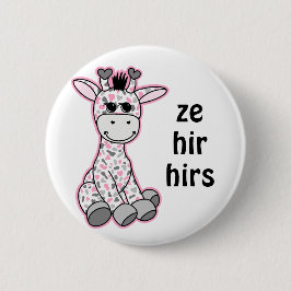 FLAGGA Giraffe, ditt PRONOUNS Cute Demigirl-Pride Knapp