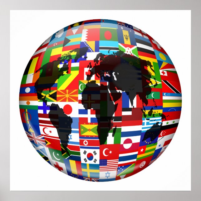 Flagga Globe Poster (Framsidan)
