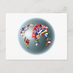 Flagga Globe Vykort