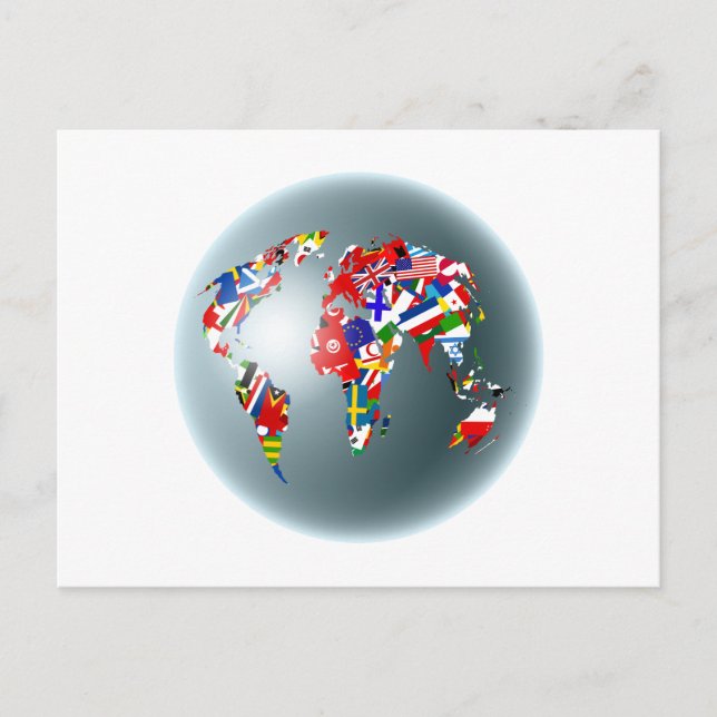 Flagga Globe Vykort (Framsida)