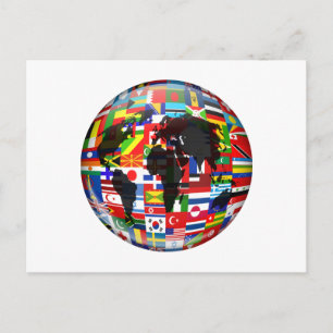 Flagga Globe Vykort
