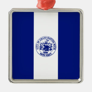 Flagga Grand Rapids (Michigan City) Ceramic Ornam Julgransprydnad Metall