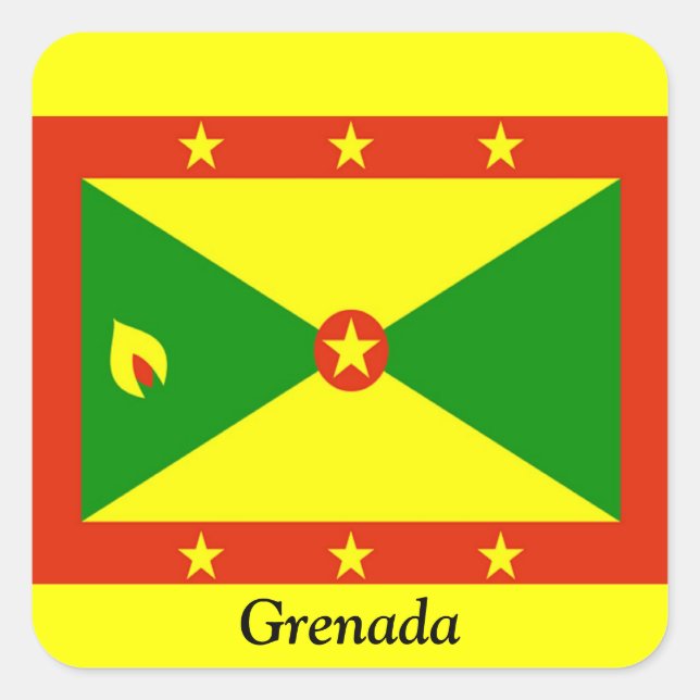 Flagga Grenada Fyrkantigt Klistermärke (Framsida)
