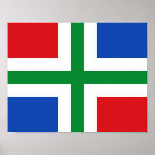 Flagga Groningen (provinsen) Poster