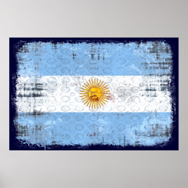 Flagga Grunge i Argentina för La Albiceleste fläkt Poster (Framsidan)